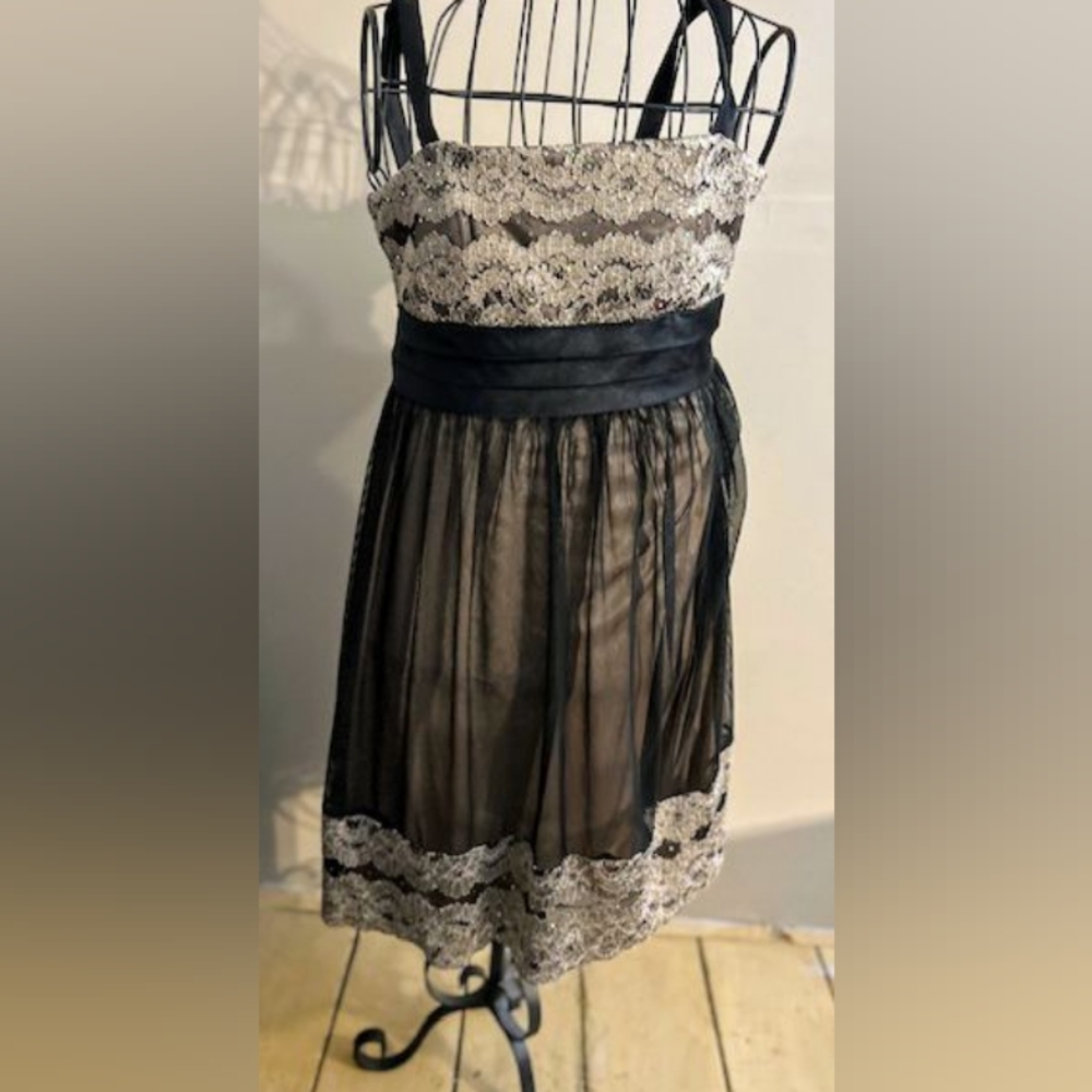 size 12 black  gold large strapless womens formal dress dance party bling
